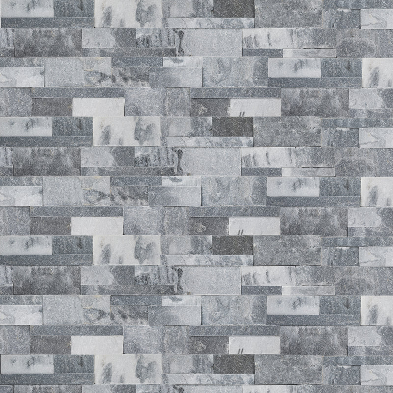 XL ROCKMOUNT Alaska Gray 9"x24" Splitface Ledger Panel Marble Wall Tile - MSI Collection ledger panel view closeup