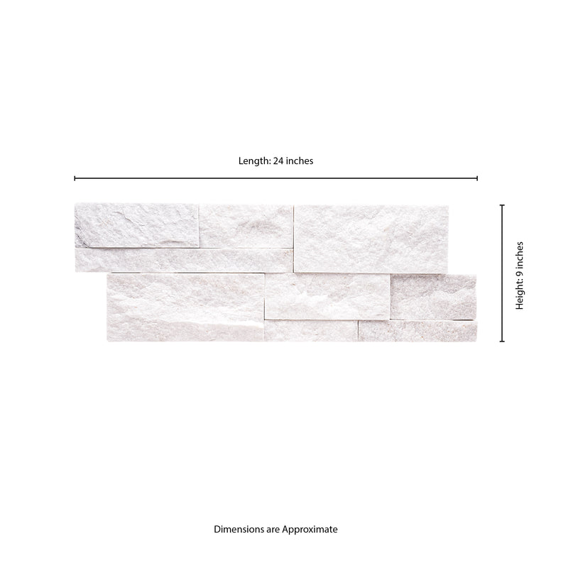 XL ROCKMOUNT Arctic Gray 9"x24" Splitface Ledger Panel Quartzite Wall Tile - MSI Collection panel view measurement