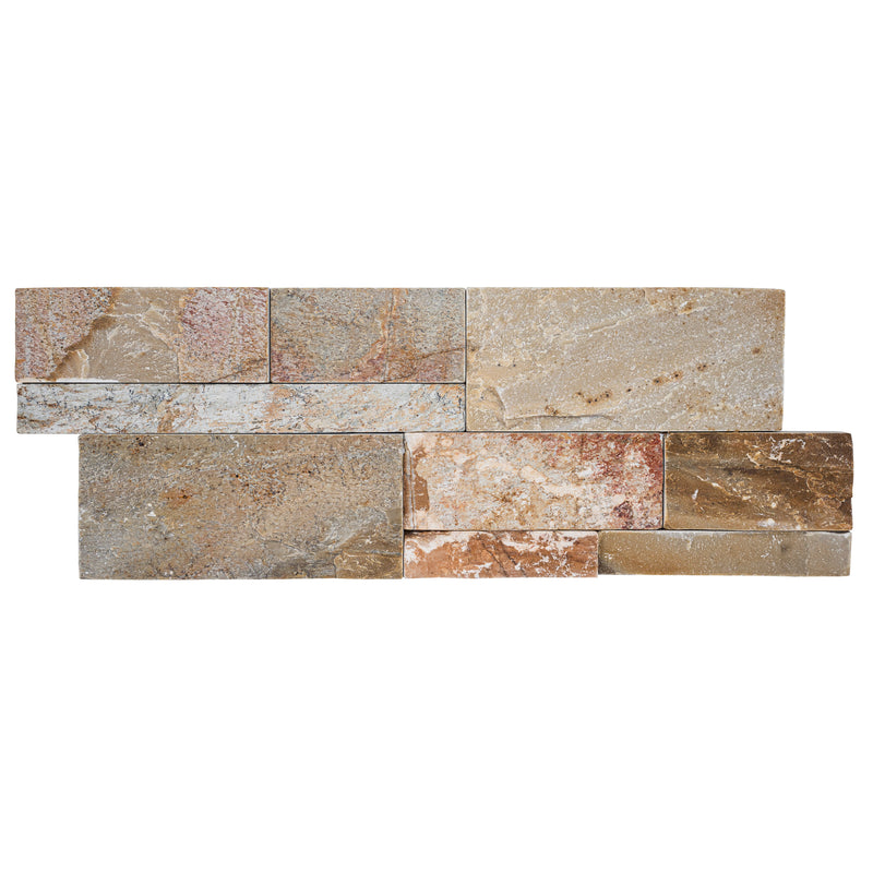 XL ROCKMOUNT Golden White 9"x24" Splitface Ledger Panel Quartzite Wall Tile - MSI Collection profile view