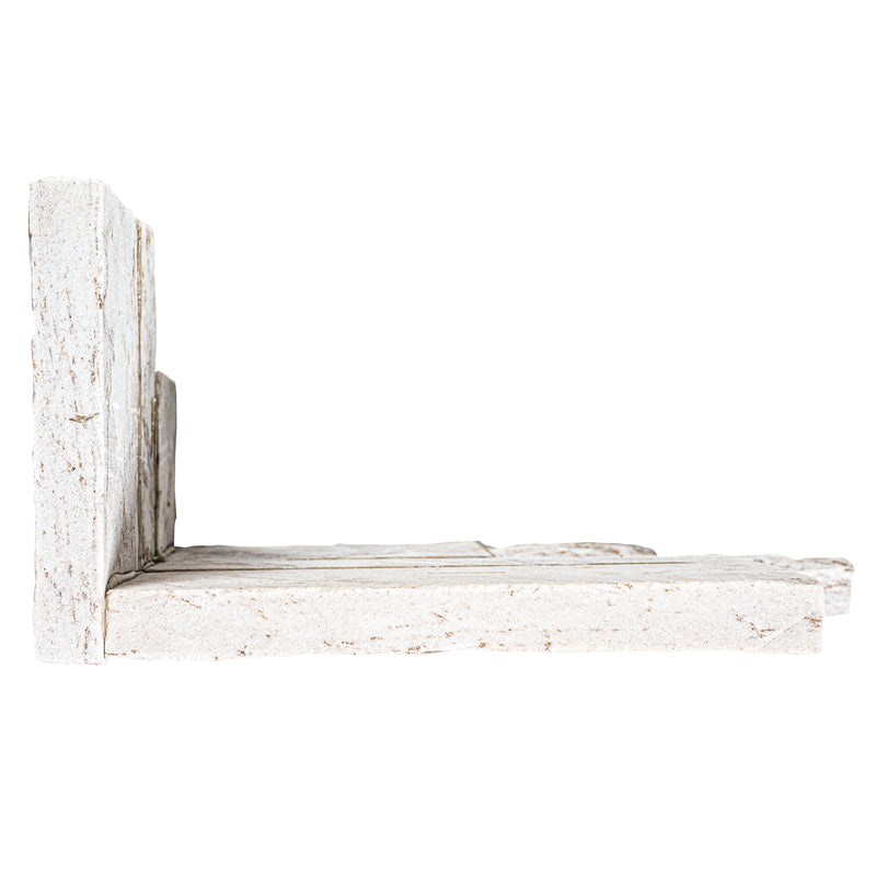 XL ROCKMOUNT Royal White 9"x18" Splitface Ledger Panel Corner Quartzite Wall Tile - MSI Collection corner profile view