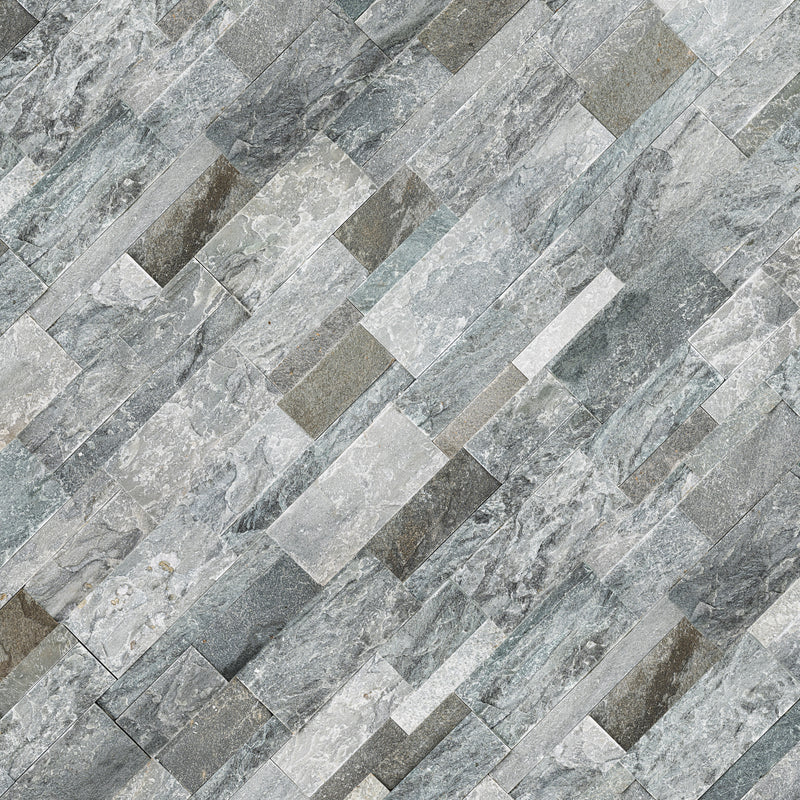 XL ROCKMOUNT Sierra Blue 9"x24" Splitface Ledger Panel Quartzite Wall Tile - MSI Collection angle  view