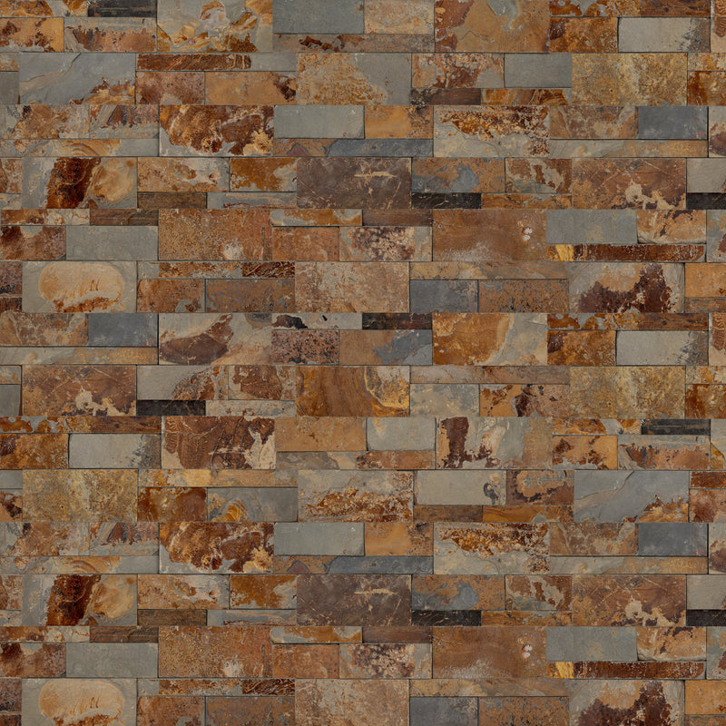 XL ROCKMOUNT California Gold 9"x24" Splitface Ledger Panel Slate Wall Tile - MSI Collection wall view