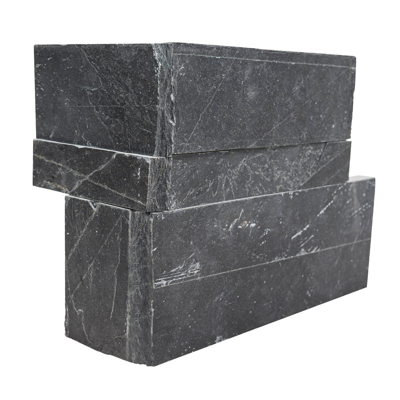 XL ROCKMOUNT Premium Black 9"x18" Splitface Ledger Panel Corner Slate Wall Tile - MSI Collection angle view