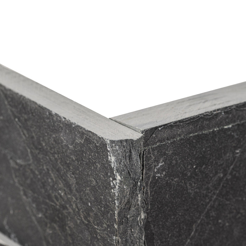 XL ROCKMOUNT Premium Black 9"x18" Splitface Ledger Panel Corner Slate Wall Tile - MSI Collection edge view