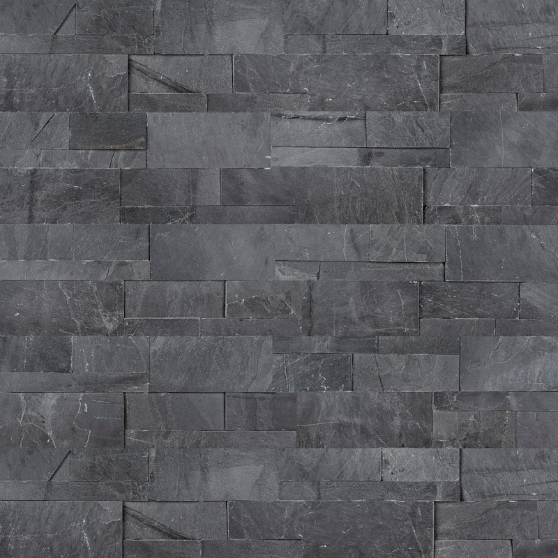 XL ROCKMOUNT Premium Black 9"x24" Splitface Ledger Panel Slate Wall Tile - MSI Collection wall view