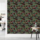 Dark Wallpaper with Palms and Cactus