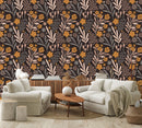 Modish Brown Floral Wallpaper
