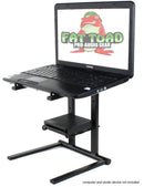 Folding DJ Laptop Stand with Sub-tray Shelf by FAT TOAD - Pro Audio Computer Table Top Rack Stand Mount for iPads, Mixer Controller & Tablets PC Gear