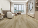 Modern living room with wooden flooring, furniture, and large windows. LSPC-05VH