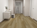 Modern interior with light wood flooring, white furniture, and a glass door. LSPC-06VH