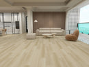 Modern living room with beige sofa, armchair, and coffee table on a wooden floor. LSPC-08VH