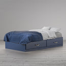 Twin Size Blue Platform Bed with 2 Storage Drawers Rope Handles