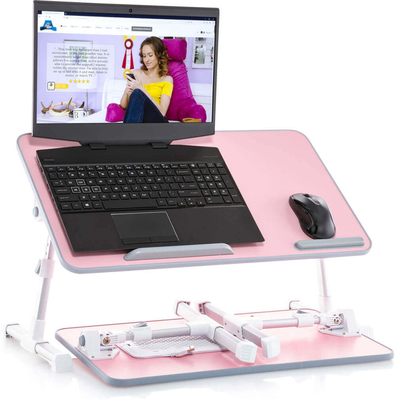 Large Lap Desk Top - Fits Up to 17" Laptop - with Dual Cushion, Wrist Rest & Built-in Mouse Pad, Portable Laptop Stand for Bed, Multifunctional Slot for Tablet, Pen & Phone