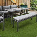 Outdoor furniture set with gray cushions on a grassy area - LTRFPEME6X8-38MM81OZ