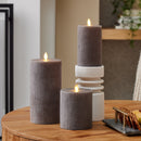 Chalky Linen Charcoal Gray Flameless Candle Pillar