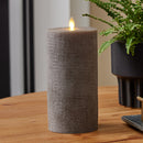 Chalky Linen Charcoal Gray Flameless Candle Pillar