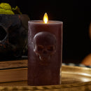 Dark Chocolate Chalky Flameless Candle Skull Pillar