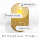 Ribbed Metallic Champagne Flameless Candle Pillar