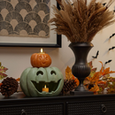 Sage Jack-o'-lantern Pumpkin Tealight Holder