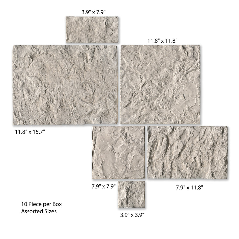 Cottonwood White Varying Length Loose Veneer Wall Tile - MSI Collection measurement view