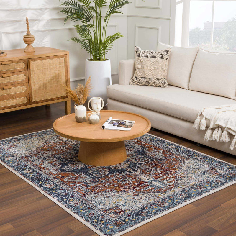 Cabacungan Blue & Rust Washable Area Rug