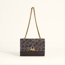 Loyal West Savi Small Embossed & Grained Leather Bag - Charcoal