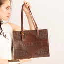 Loyal West Mivva Handtooled Medium Bag - Brunette Leather