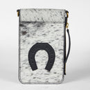 Loyal West SHELL PHONE BAG IN BLACK AND WHITE COWHIDE