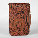 Loyal West SHELL PHONE BAG  IN HAND FINISHED EMBOSSED LEATHER - BROWN