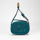 Loyal West SOPHIA MICRO BAG CHARM IN HAND FINISHED EMBOSSED LEATHER -  TURQUOISE