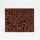Loyal West SHELL CARD HOLDER  IN HAND FINISHED EMBOSSED LEATHER - BROWN
