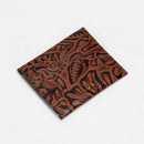 Loyal West SHELL CARD HOLDER  IN HAND FINISHED EMBOSSED LEATHER - BROWN