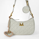 Loyal West HEART SHAPE BAG CHARM IN HAND FINISHED EMBOSSED LEATHER - WHITE