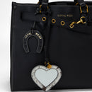 Loyal West HEART SHAPE BAG CHARM IN BLACK & WHITE COWHIDE
