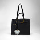 Loyal West HEART SHAPE BAG CHARM IN BLACK & WHITE COWHIDE