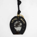 Loyal West HORSE SHOE BAG CHARM IN BLACK & WHITE COWHIDE