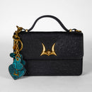 Loyal West HEART SHAPE KEYCHAIN IN HAND FINISHED EMBOSSED LEATHER -  TURQUOISE