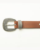 Loyal West Midnight Ranger Leather Belt In Calfskin - Saddle Brown