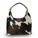 LW Large Purse - Black & White Cowhide With Oiled Ruby Leather