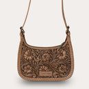 Handtooled Dannia Large Purse - Saddle Brown
