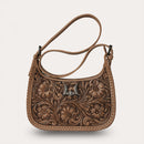 Handtooled Dannia Large Purse - Saddle Brown