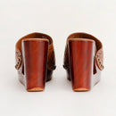 Loyal West Desert Wanderer Sandals - Dark Brown Handtooled Leather