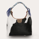 LW Medium Purse - Black & White Cowhide