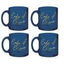 Lady of Leisure Single-Wall Glass Mug in Dark Blue Tinted Glass and Gold | 10 oz. | Set of 4