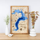Lake Pend Oreille Topo Map | Laser Engraved & Framed Wall Art