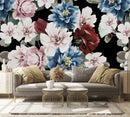 Black Wallpaper with Flowers