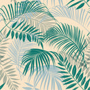 Stylish Beige Wallpaper with Green Leaves Fashionable