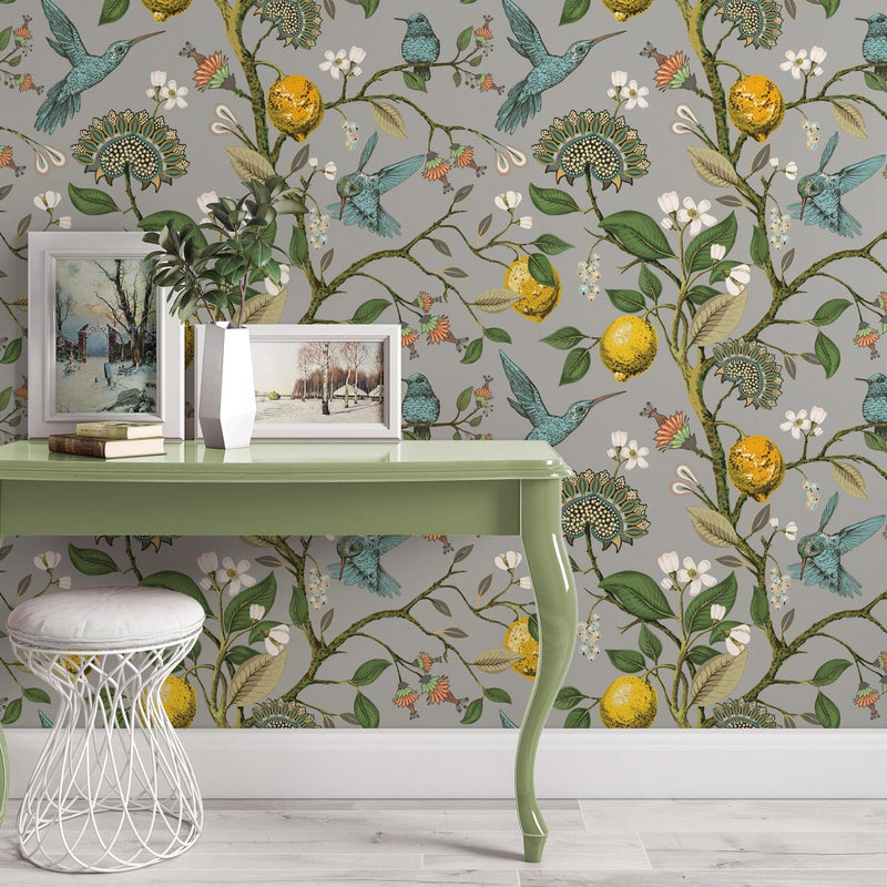 Flying Hummingbirds Lemon Tree Wallpaper