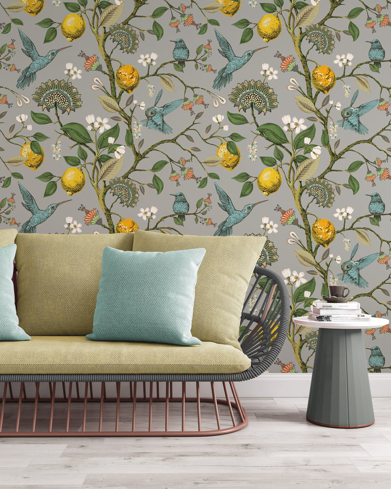 Flying Hummingbirds Lemon Tree Wallpaper