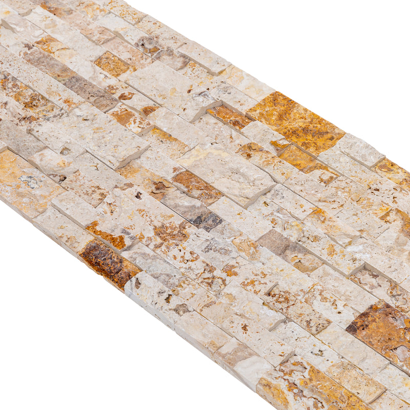 Leonardo Ledger 3D Panel 6x24 Split-face Natural Travertine Wall Tile multiple angle view